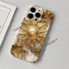 Estilo europeu e americano, retrô, luxo leve, design de sol banhado a ouro, capa de celular impressa em alta definição, adequada para vários modelos de telefone, com recortes precisos, capa para Apple