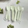 Tenedor y Cuchara Desechables de Plástico Grueso Escarchado para Frutas y Postres, Empacados Individualmente al por Mayor