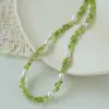 26 Nuevo Set de Collar, Pulsera y Aretes de Uva Verde con Cuentas Hecho a Mano de Piedra Natural Estilo Fresco