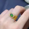 Anillo de ópalo negro natural colorido, cada color de fuego diferente, piedra principal 6*8mm, plata de ley 925, incrustación de precisión