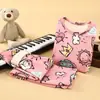 Ropa interior térmica para niños Ropa para niños Traje engrosado con forro polar Ropa de otoño para niños Pantalones largos Ropa de invierno para niñas Traje de dos piezas base a la moda