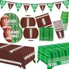 Suministros para Fiesta de Fútbol Super Bowl Fútbol Americano Vajilla para Fiesta de Cumpleaños Infantil Platos de Papel Servilletas Mantel Decoración
