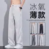 Jeans de Tencel para Hombre Verano Delgados Sueltos Pierna Recta Caída Pantalones Casuales de Seda Helada de Alta Gama Pantalones Largos