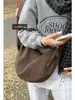 Bolso Casual de Gran Capacidad para la Axila para Mujer 2025 Nuevo Estilo Simple Retro de Gamuza Tipo Bollo Versátil Bolso de Hombro Cruzado