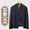(À prova de três e fácil de cuidar)Nova jaqueta masculina de outono com gola bomber, feita de nylon-spandex com leve elasticidade, jaqueta casual