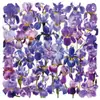Paquete de 50 Pegatinas Transparentes de Flor de Lirio Morado de Dibujos Animados Impermeables Material Transparente para Diario Pegatinas Decorativas para Guitarra