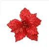 Flores Decorativas Navideñas en Varios Colores, Flores Artificiales de Tela, Decoraciones Festivas con Brillo y Lentejuelas, Flores Decorativas Navideñas