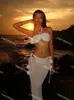 Estilo Pura Pasión Ins Top de Tubo Floral Traje de Baño con Abertura para Mujer Vacaciones en la Playa Bikini de Tres Piezas Semitransparente Falda Larga de Playa