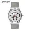 Reloj de Cuarzo al por Mayor Transfronterizo Sanda, Reloj Casual Personalizado Sencillo para Hombre y Mujer, Reloj de Moda con Calendario, Diamantes y Resistente al Agua