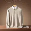 Suéter 100% Cachemir Puro para Hombre con Botones Cuello Henley Manga Larga Pulóver Casual de Negocios Suéter de Punto Suave Agradable para la Piel