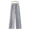 Jeans de pierna ancha color gris Morandi para mujer, nuevo modelo verano 2026, tiro alto, corte holgado, estilizan, pantalones de pierna recta estrecha