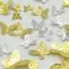 Joyería Metálica Mariposa para Arte de Uñas Dorado Plata Mariposa Pequeña Inteligente Remache Tridimensional Lazo Adhesivo Joyería