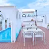 Juego de Mesa y Sillas de Hierro Forjado para Exteriores Transfronterizo, Muebles de Exterior para Cafetería Estilo Industrial, Mesa y Sillones de Patio a Prueba de Óxido