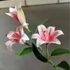 3 Cabezas de Lirios Artificiales para Decoración de Bodas, Decoración de Hoteles, Flores Artificiales al por Mayor para Decoración del Hogar, Flores Artificiales Realistas