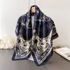 Bufanda Cuadrada Grande de Satén Imitación Seda Otoño Bufanda de Viaje Estampada Bufanda para el Cuello Protección Solar Pañuelo para la Cabeza Bufanda para Mujer