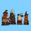 Produto de Madeira Venda Quente Transfronteiriça Abóbora de Halloween Conjunto de Quatro Peças de Madeira para Desktop Ornamento Fornecimento Exclusivo e Atacado do Mercado de Pequenos Produtos de Yiwu