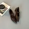 Zapatos de Cuña Baja de Boca Poco Profunda para Mujer Sixwoo Commuter, Zapatos Mary Jane de Cuero Suave con una Correa, Zapatos Pequeños de Cuero con Punta Fina y Tacón Bajo, Nuevos Estilos de Primavera y Verano