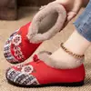 Botas de Neve Femininas Tamanho Grande Estilo Étnico Dropshipping Transfronteiriço Botas Femininas à Prova de Frio Quentes de Algodão Botas Curtas Rasas de Calçar