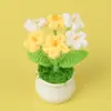 Plantas en Maceta Simuladas de Nomeolvides Tejidas a Crochet Hechas a Mano de Lana Transfronterizas Plantas en Maceta Creativas de Nomeolvides con Gradiente de Seis Cabezas Muebles para el Hogar