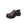 Versión de Piel de Oveja Talla Pequeña Mocasines de Suela Gruesa para Mujer Slip-On Tacón Grueso Zapatos Individuales 2026 Nuevo Estilo Suela de Plataforma Zapatos Pequeños de Cuero