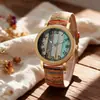 Popular Transfronterizo para Mujer Casual Correa de Cuero con Textura de Madera Esfera Digital Grande Reloj Rayado Retro Reloj para Estudiantes para Mujer