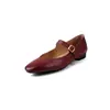Versão em Pele de Ovelha~Sapatos de Trabalho Retrô Franceses, Estilo Mary Jane, Sapatos de Salto Baixo Femininos e Versáteis para o Dia a Dia