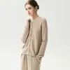 Nueva colección de otoño: Cárdigan de punto de cachemira simple y elegante con cuello redondo y cierre de botones, una chaqueta suéter versátil para mujer, perfecta como capa base