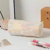 Estuche Arcoíris Nicho Tejido Gran Capacidad Alto Valor Estudiante Chica Japonesa Estuche Simple Resistente a la Suciedad Almacenamiento de Papelería