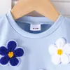 Baoxin Estilo Ins Transfronterizo Ropa de Verano para Bebé Top Holgado Floral de Manga Corta y Pantalones Acampanados Conjunto de Ropa para Niños