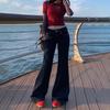 Jovem Laranja# Estilo Americano High Street Spice Girls Calça Jeans Cintura Baixa Perna Larga Calça Feminina Solta Fina Cobrindo a Carne