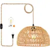 Luminária de Rattan Estilo Pastoral Americano Sala de Estar Quarto Estudo Personalizada Criativa LED 110V Gaiola Trançada Lustre