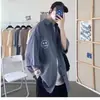 Camisa de Manga Corta para Hombre Verano Juventud Estilo Delgado ins Estilo Hong Kong Holgada Tallas Grandes Sentido del Diseño Nicho de Moda Top Estampado