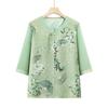 Traje de verano para madre, nuevo estilo, camisa Guofeng para mujeres de mediana edad y mayores, cárdigan de verano para abuela de 60 años, ropa para suegra