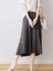 Novedad Primavera Verano 2026 Estilo Mujer Cintura Alta Color Sólido Diseño 6 Piezas Falda Holgada Casual Ropa de Trabajo Falda de Punto