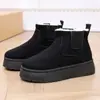 Botas de Nieve para Mujer 2026 Nuevo Estilo Transfronterizo, Forradas de Felpa, Engrosadas, Botas de Algodón con Puño Elástico, Zapatos de Algodón sin Cordones hasta Media Pantorrilla con Suela Gruesa para Mujer