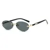 Nuevas Gafas de Sol Ovaladas de Moda Europea y Americana con Borde Cortado, Nuevas Gafas de Sol Hip-Hop sin Montura para Chica Hot, Gafas de Sol de Moda Personalizadas