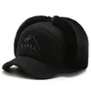 Chapéu de Inverno Masculino Estilo Dad Hat Proteção Contra Frio Proteção para as Orelhas Chapéu de Aba Reta para Meia-Idade e Idosos Vovô Homem Velho Chapéu de Algodão Espesso Quente com Aveludado