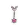 Anel de umbigo em formato de borboleta com zircônia colorida transfronteiriço, piercing de umbigo, joia para perfuração corporal, fábrica de origem, atacado online