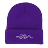 Gorro de Punto Bordado de Serpiente Transfronterizo Europeo y Americano Otoño e Invierno Cálido Suéter Gorro de Lana Gorro para Clima Frío