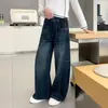 Calça Jeans Feminina Outono 2026 Novo Estilo Calça Solta Estilosa Infantil Crianças Médias e Grandes Primavera e Outono Calça Casual Wide Leg