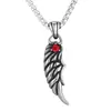 Venta al por mayor de joyería de acero inoxidable para comercio exterior europeo y americano, collares colgantes de pluma de titanio personalizados, collares de moda para hombres y mujeres