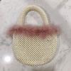 Cesta de verduras vintage de estilo francés para otoño e invierno, hecha a mano, tejida a mano, con cuentas de perlas, bolso bandolera portátil para mujer, de moda