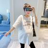 Vestido para gestantes primavera e verão, camiseta coreana larga de manga curta e tamanho grande, estilo ocidental, vestido para gestantes no final da gravidez, camiseta famosa na internet