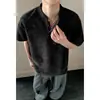 Camiseta Retro Americana de Manga Corta para Hombre con Cuello Mao y Cuello Alto, Nuevo Estilo de Verano Marca de Moda, Fresca y Elegante, Corte Holgado, Talla Grande Top de Manga Media