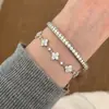 Moda de Nicho de Luxo Leve Sentido de Alto Padrão Zircônia Trevo de Quatro Folhas Trevo Grama do Trevo Pulseira Tendência de Deslocamento Diário Pulseira Versátil para Mulheres