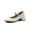Nuevos zapatos de charol para mujer correa de lazo simple boca poco profunda zapatos de una sola capa tacón medio zapatos casuales 32-48 talla grande zapatos de comercio exterior