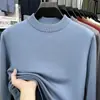 Suéter de punto de alta calidad para hombre, nuevo modelo otoño e invierno 2026, color liso, cuello redondo, engrosado, cálido, tejido base para hombre