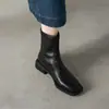 Botines de Tacón Grueso Temporada Primer Encuentro para Mujer Otoño Invierno Botines Individuales Tacón Medio Elásticos Adelgazantes Botas Nuevas Punta Cuadrada Botas Martin Negras