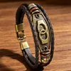 Nuevo Pulsera Tejida de Cuero Hebilla de Aleación Moda Retro Europea y Americana Más Vendida Pulsera de Cuero Directo de Fábrica