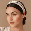 Set de tres piezas de diadema de perlas transfronteriza europea y americana, hecho a mano, diadema versátil para mujeres y princesas